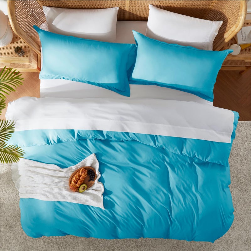 Nestl Twin Duvet Cover Set - Soft Double Brushed Bright Blue Duvet Cover Twin XL, 2 Piece Set with Button Closure, 1 Duvet Cover 68x90 inches and 1 Pillow Sham - Image 5